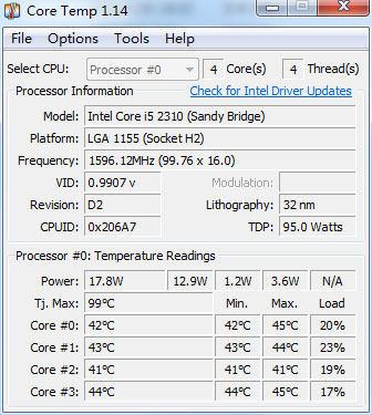 Core Temp(CPU数字温度传感器) V1.14 绿色版